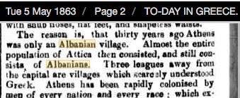 1894 US newspaper report - Greek national costume is originally Albanian. The Greenville Times, US, March 31, 1894